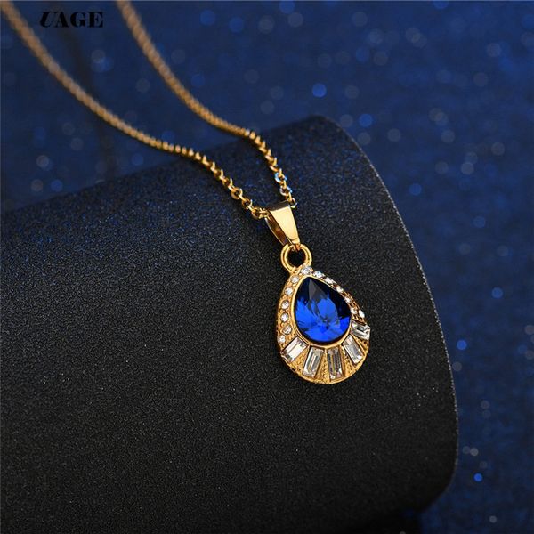 

drop uage crystal blue water color austrian pendants&necklaces chain necklace fashion jewelry for women