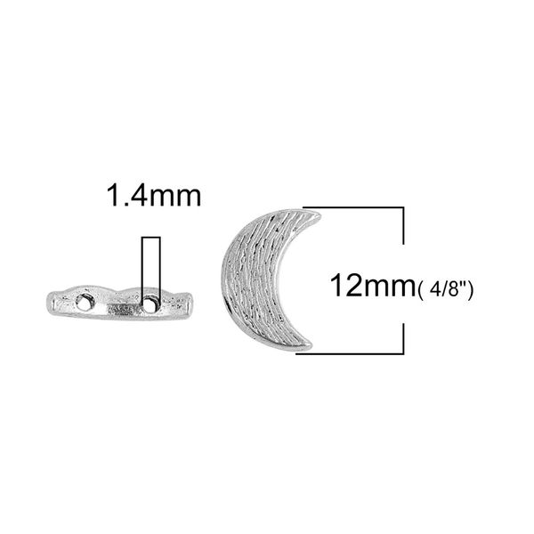 

doreenbeads zinc based alloy silver color spacer beads two hole half moon diy 12mm x 8mm( 3/8) hole approx 1.4mm 100 pcs
