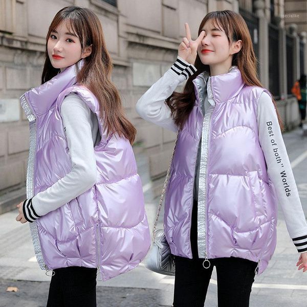 

winter vest women fashion coat hooded warm candy color cotton jacket female women wadded feminina 20201, Black;white