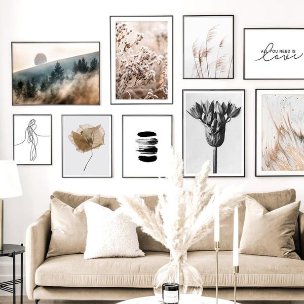 

paintings abstract autumn forest nature reed leaf nordic posters and prints wall art canvas painting pictures for living room decor