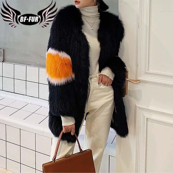

women's fur & faux 2021 winter real coat women fashion hit the color weave long slim warm overcoat ladies luxury high quality, Black