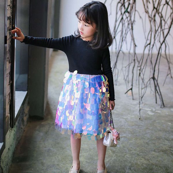 

skirt autumn children's and winter 2020 new girls' mermaid colorful wedding long sve drs, Red;yellow