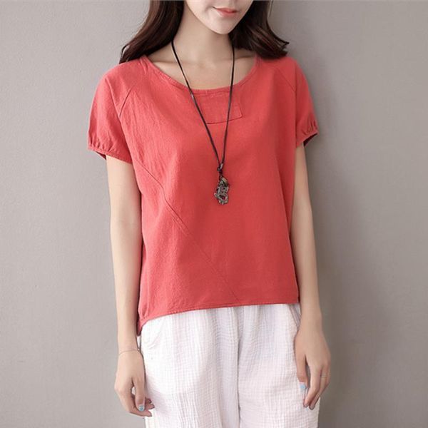 

2020 summer new cotton loose t-shirt solid color stitching loose short sleeve hedging women shirts casual top, White