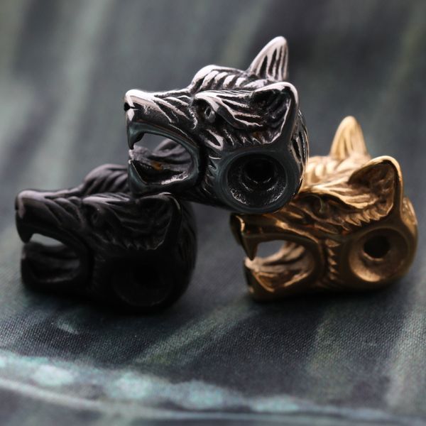 Handmade DIY pulseira pulseira encantos de ouro / prata / preto 12 * 14mm cabeça de lobo charme charme