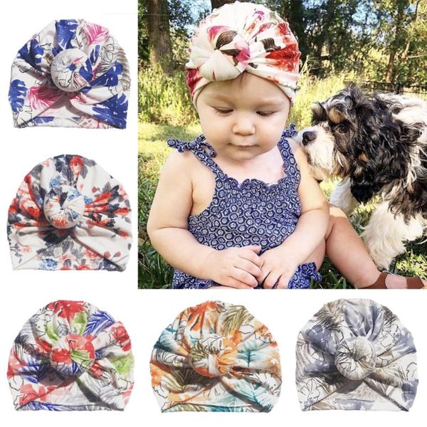 

hair accessories 2021 cute baby turban born hat headband for girls boys infant floral knot cotton beanie cap kids headwarp po pops 0-12, Slivery;white