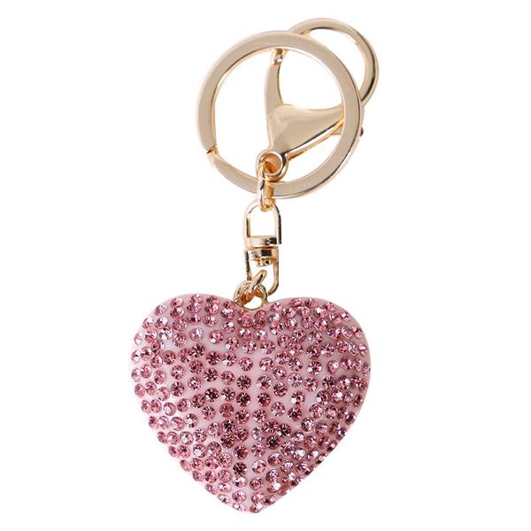 

keychains love heart keychain charms for bag car jewelry crystal rhinestone beads key ring handbag hanging pendant ch3595, Silver