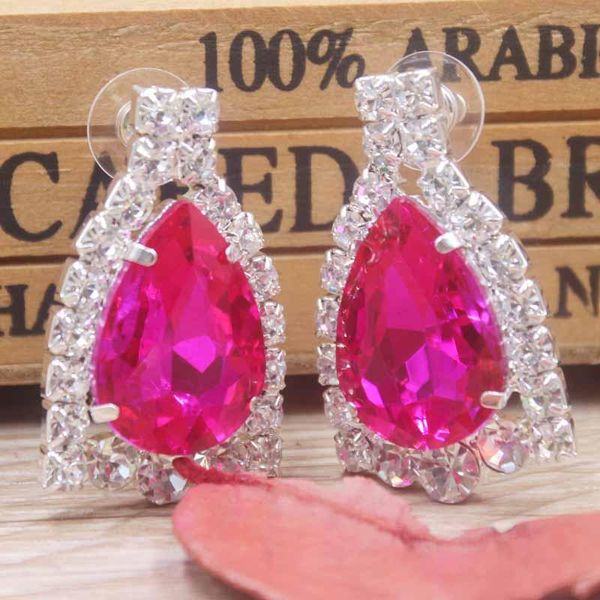 

dangle & chandelier zeronge jewelry classical large gold earrings bride teardrop shape crystal for women rhinestone wedding earring, Silver