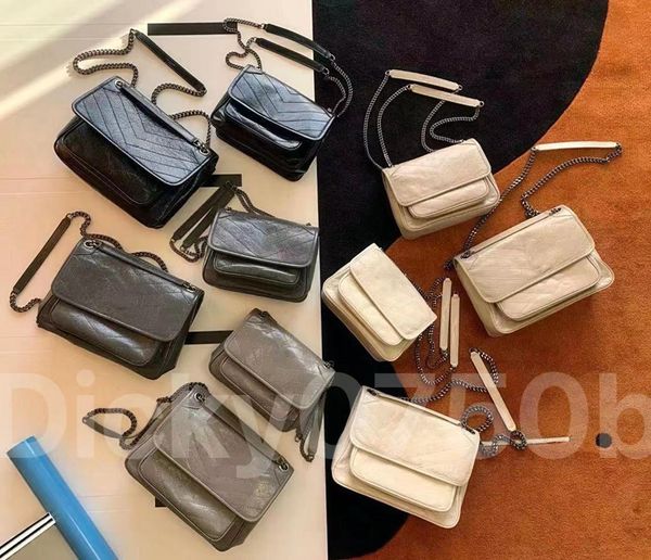 Messenger çanta niki lüks tasarımcı kadın omuz çantası mumlu deri çapraz vücut çanta Satchel bayan vintage tasarım sacoche moda klasik Sıkıntılı Çizgiler