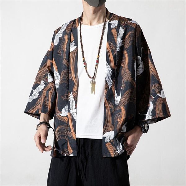 

men's jackets men's japanese kimono classical style fashion design casual cardigan open front cloak jacket coat plus size 5xl1, Black;brown