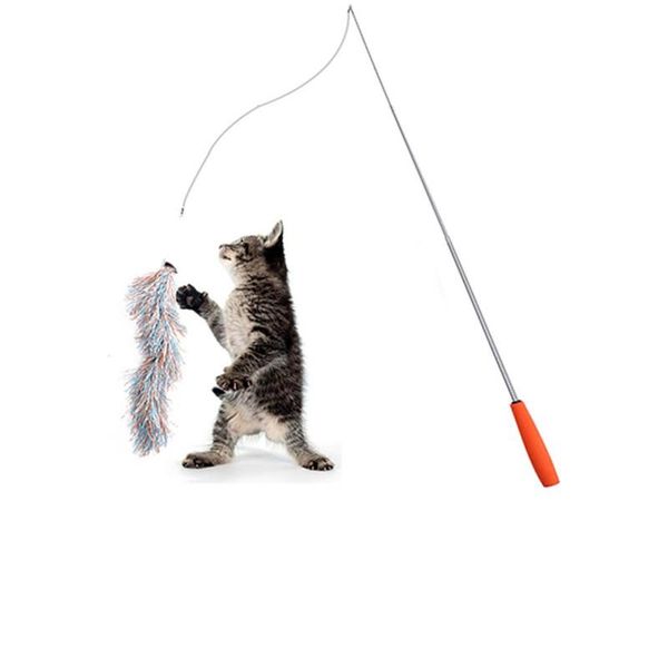 

cat toys pet kitty three-section funny feather stick five replacement head set interactive entertainment
