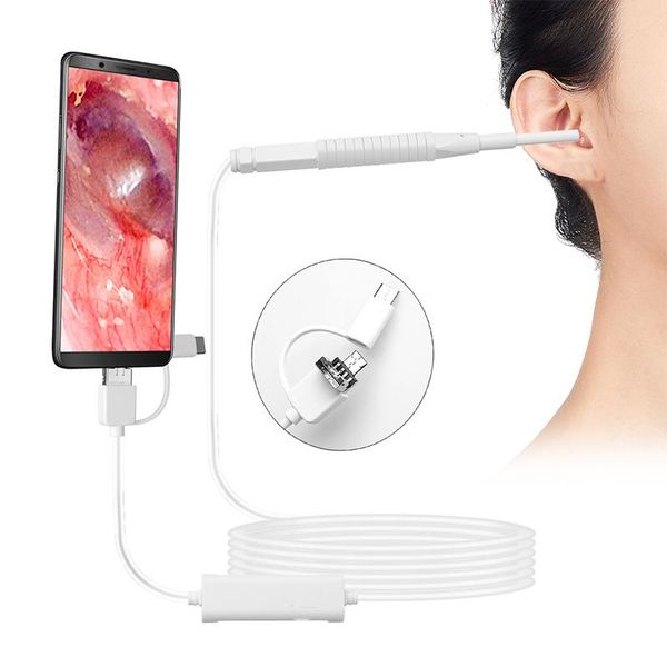 

an103 white 3.9mm lens otoscope inspection camera ear cleaner otoscope micro usb ear pick picker with gift box