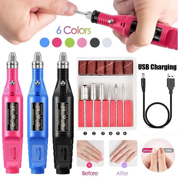 

nail drill & accessories 1 set professional electric machine manicure art pen pedicure equipment gel polish remover with bits