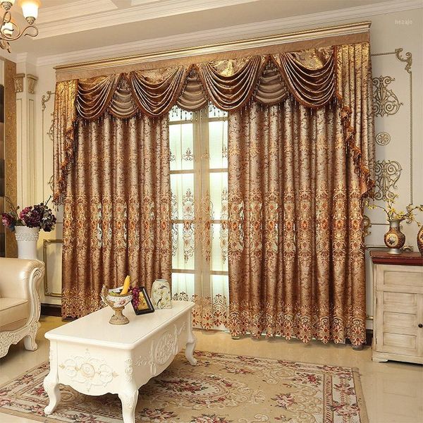 

curtain & drapes luxury european and american brown embroidered living room high shading curtains bedroom kitchen classic quality curtains1
