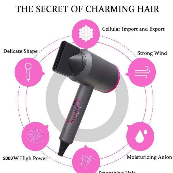 

2000w профессиональный фен отрицательный ионный ударной сушилка горячая холодная ветер воздушная щетка фен сильная сила сушилка для силовых