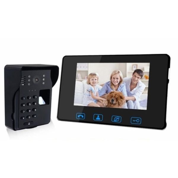 

7 inch wireless fingerprint video doorbell intercom 2.4ghz digital door phone system with doorbell camera