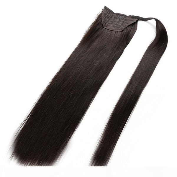 

elibess волос человеческих волос конского хвоста индийского реми конского хвост наращивание волос 120g зажим в выдвижении человеческих волос, Black