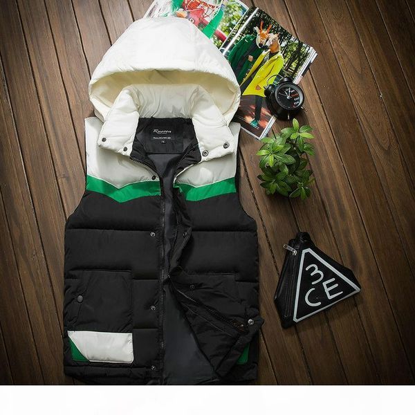 

drop shipping new autumn winter vest slim fit hooded waistcoat male casual sleeveless vest for boys male lbz17, Black;white