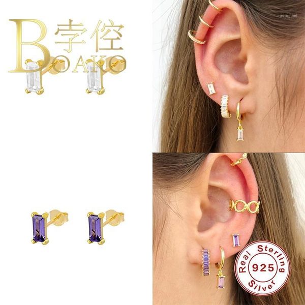 

stud boako colorful zircon earrings for women 925 silver piercing gold girl 2021 fine jewelry pendientes1, Golden;silver