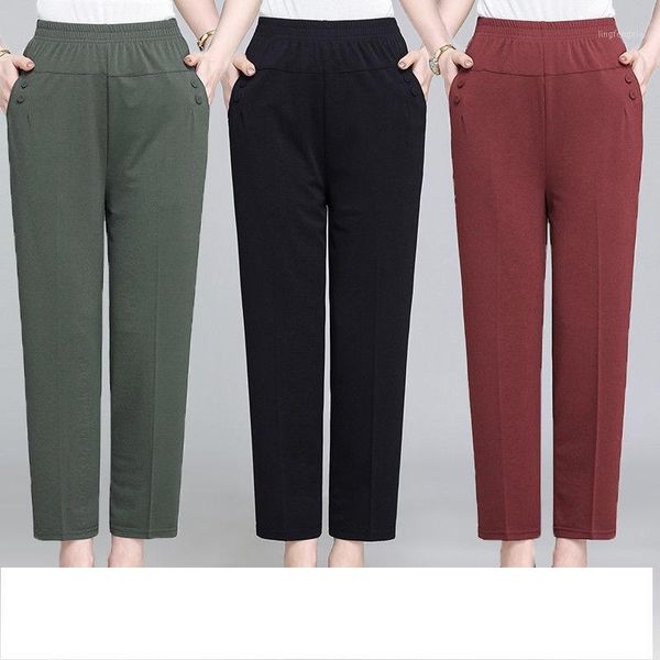 

2020 pantalon mujer palazzo pants women's trousers summer thin mom loose high waist straight pants middle large casual1, Black;white