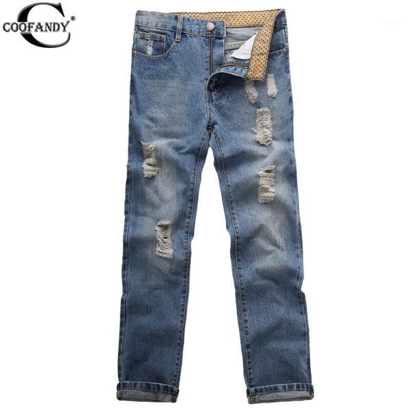 

coofandy men jeans 2020 us size mid waist full length solid fashion ripped jeans whisker denim washed pants for men1, Blue