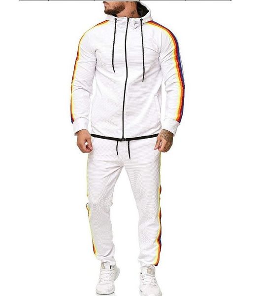 

new sports fashion fitness color matching men's leisure suit, Black