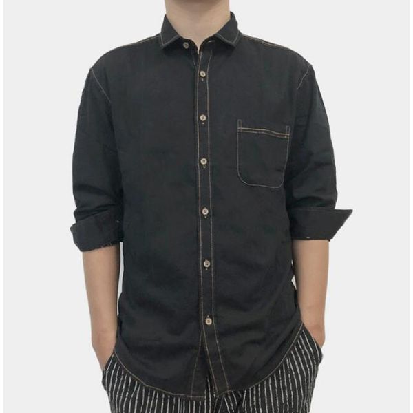 

2021 breeze pants long denim spring male casual shirt men's shirts slim fit chemise homme z18z, White