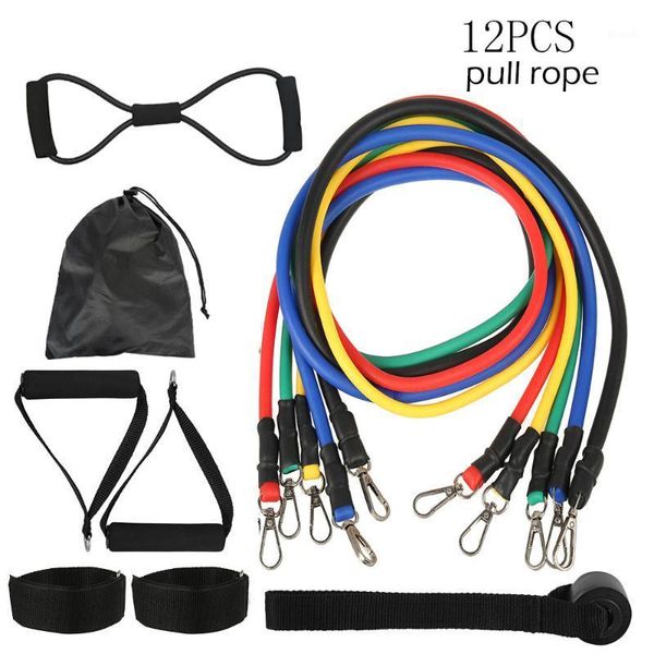 

12pcs/set pull rope fitness exercises resistance bands latex tubes pedal excerciser body training workout yoga band1