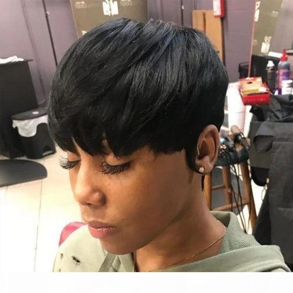 

wigs for black women pixie cut short human hair wigs for women bob full lace front wigs with baby hair for africans american, Black;brown