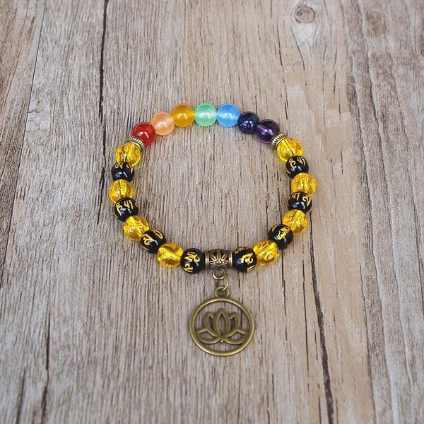 

женщины мужчины семь чакра браслет буддизм om mani padme hum beads lotus yoga исцеление reiki сливки mala chakra браслет, Golden;silver