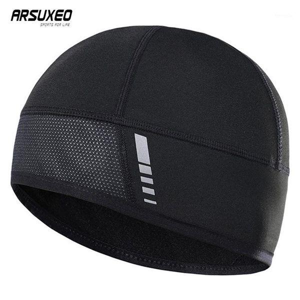 

arsuxeo outdoor cycling cap hiking trekking riding hat winter sports fleece warm bike hat breathable windproof bicycle cap1, Black