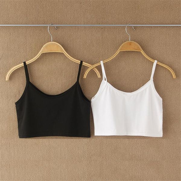 

shirt women summer white tank crop female ladies backless short spaghetti strap sleeveless crop undershirt 39