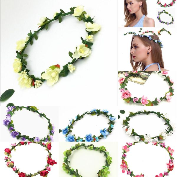 

women flower headbands bohemian artificial floral crowns hairbands fashion headwear for girls hair accessories beach wed ovokl