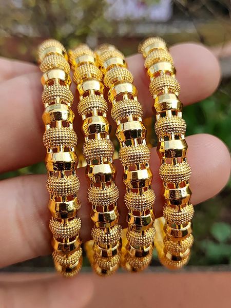 Bracciale 4 pezzi/set braccialetti Dubai per donne Medio Oriente Oro etiope Arabia Saudita bracciali a rete gioielli da sposa regali africani