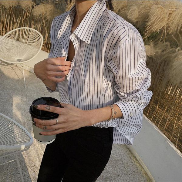 

hzirip retro striped streetwear large size office lady brief geometric long sleeve all match elegant chic 2020 vintage shirts1, White