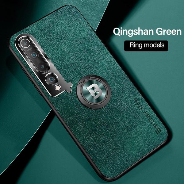 

роскошный кожаный магнитный держатель телефон чехол для xiaomi mi 10 9 9t lite pro redmi note 9 10x металлический кольцевой кронштейн силико