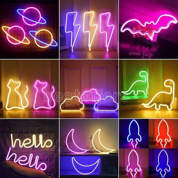 

dhl fast delivery led neon light hello wall art sign bedroom decoration rainbow hanging night lamp home party holiday decor xmas gift