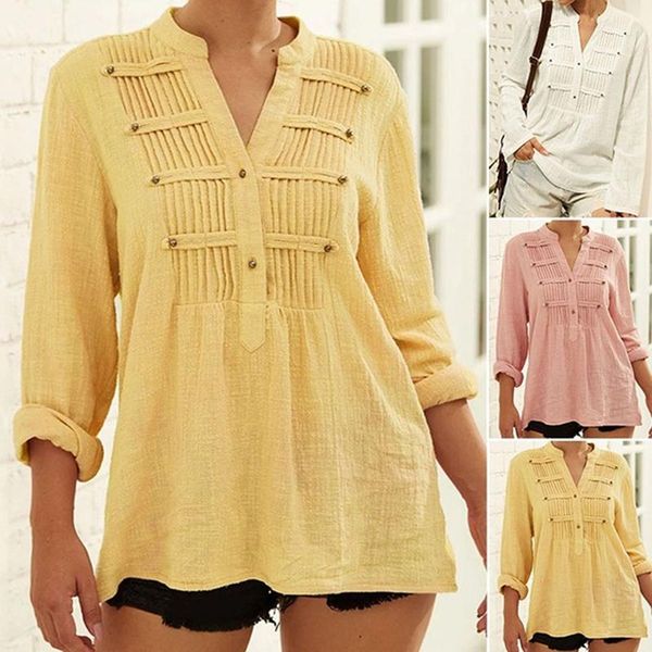 

womens v neck shirt plus size 3xl white solid button womens shirts 2020 summer spring loose female