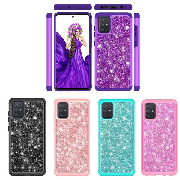 

for samsung a51 case luxury glitter heavy duty soft tpu hard pc protection cover case for samsung galaxy a71 a01 a11 a21