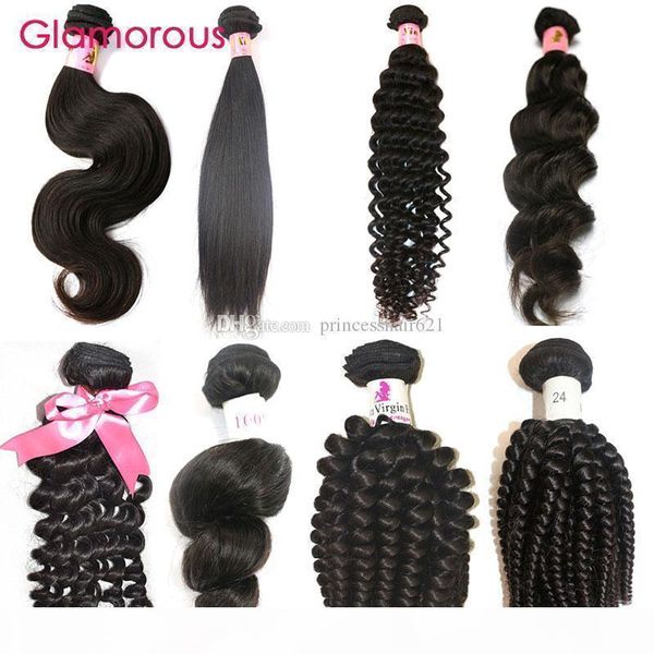 

glamorous brazilian hair weaves straight natural wave deep wave curly brazilian human hair bundles 1 piece virgin human hair extension, Black