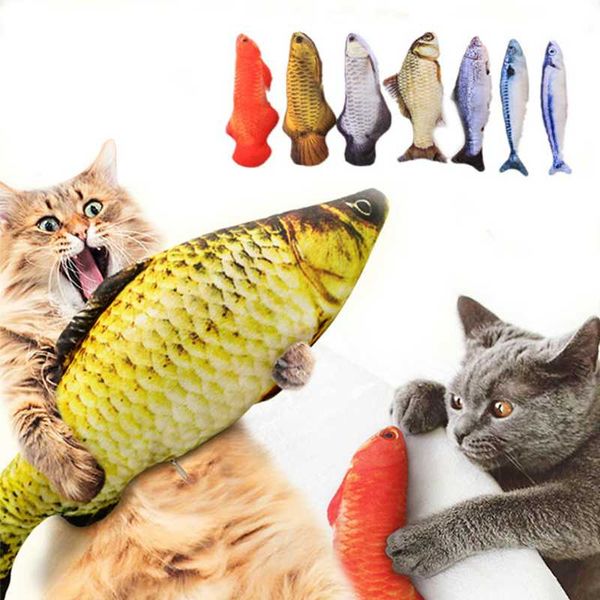 

cat toys pet soft plush 3d fish shape toy interactive gifts catnip stuffed pillow doll simulation playing for