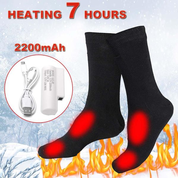 

3.7v 3adjustable warmer socks electric heated socks rechargeable battery for women men winter outdoor skiing cycling sport heate, Black
