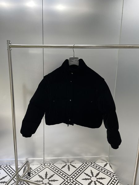

new silk velvet short down jacket in autumn and winter 21, Black