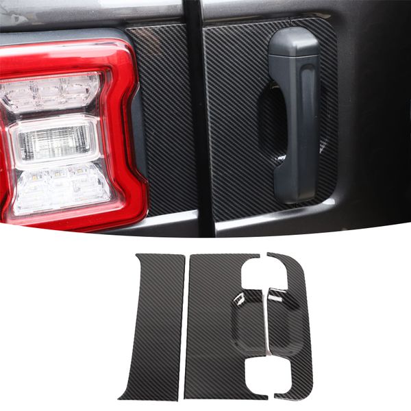 

abs car tailgate handle trim dcoration cover carbon fiber 3pc for 2018-2020 jeep wrangler jl interior accessories