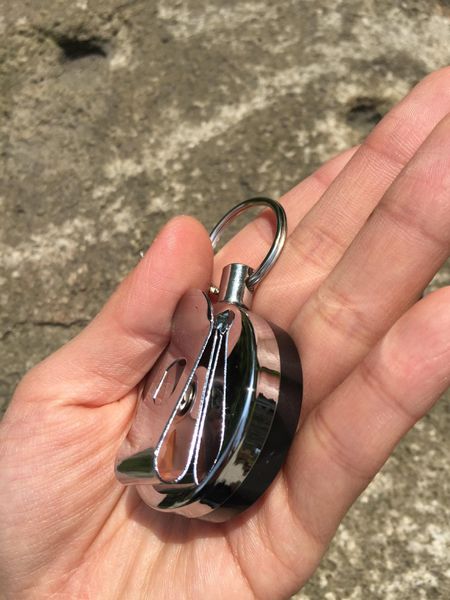 

ring retractable card badge recoil holder steel belt clip pull key chain 1opg search pop metal buckle, Silver