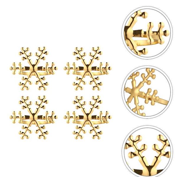 

4pcs christmas snowflake shape napkin rings napkin holders for home (golden) napkin ring christmas birthday qylkhd