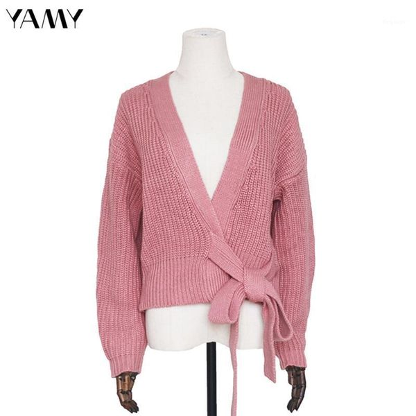 

new color womens cropped knit sweater with belt long sleeve stylish female cardigan outerwear zoravicky knit green pink1, White