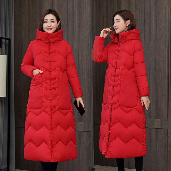 

women's down & parkas women winter bubble coats long padded clothes solid color black jacket puffer warm thick