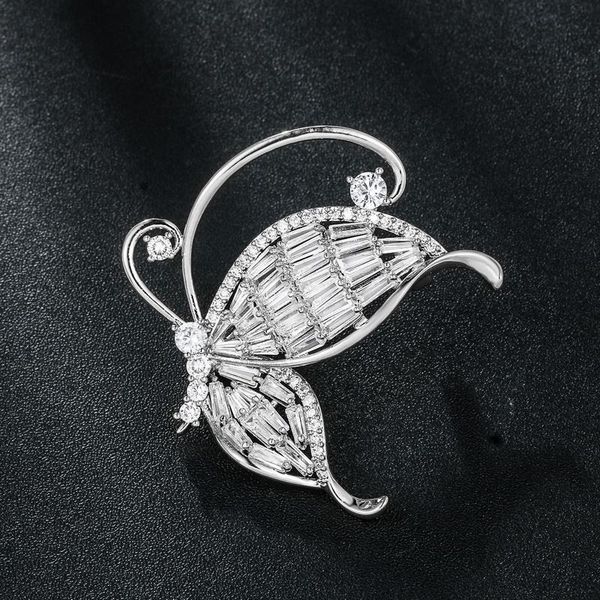 

mieg new arrival shiny zircon crystal butterfly brooch pin, Gray