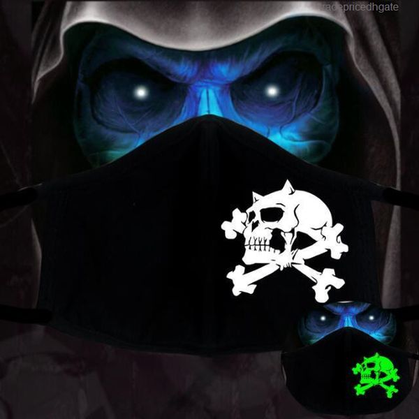 

factoryj149black 1pcs dustproof cartoon pm2.5 anime woman cotton men night glow in dark skull mouth masks half muffle fa