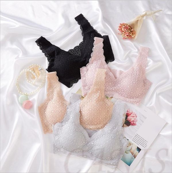 

women front cross adjustable bra women lace bras padded side buckle lace vest wireless sports bra1, Red;black